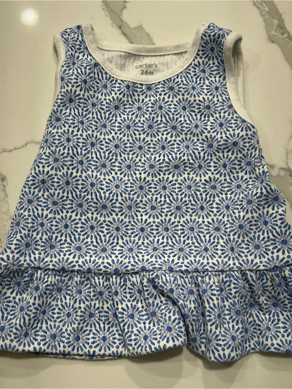 CARTERS Blue & White Floral Two-Piece Set - Size 24M